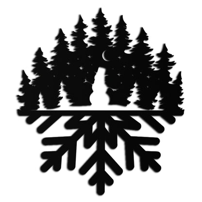 Snowflake Forest Metal Wall Art - Winter Tree Silhouette Home Decor- KAF303 - Tampa Home & Garden Store