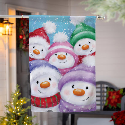 Snowman Family Suede House Flag - Tampa Home & Garden Store