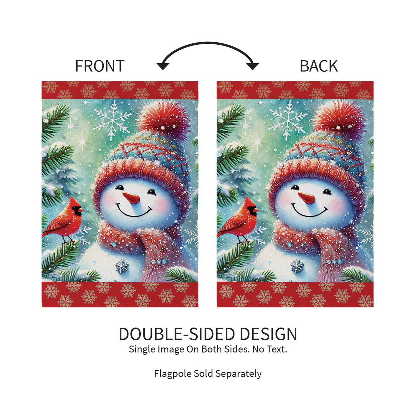 Snowman With Cardinal Friend Suede Garden Flag - Tampa Home & Garden Store