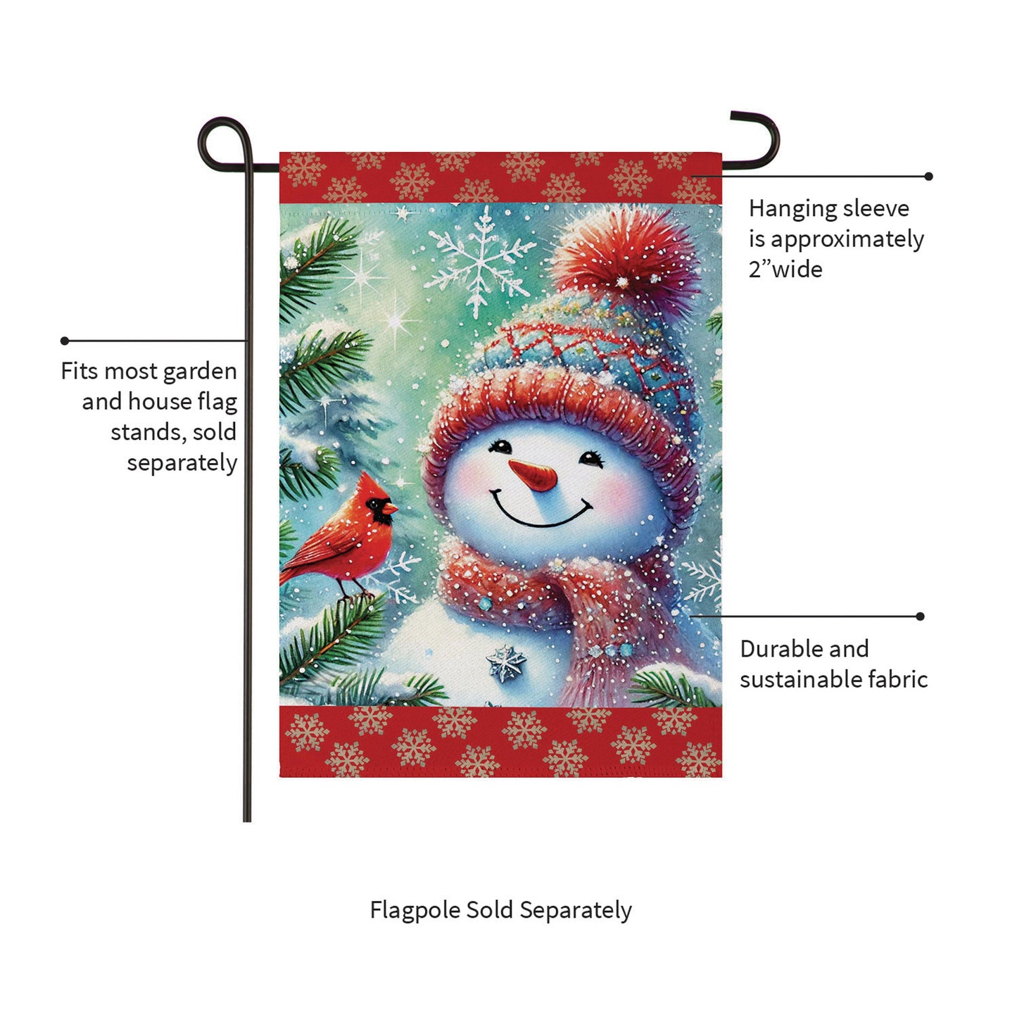 Snowman With Cardinal Friend Suede Garden Flag - Tampa Home & Garden Store