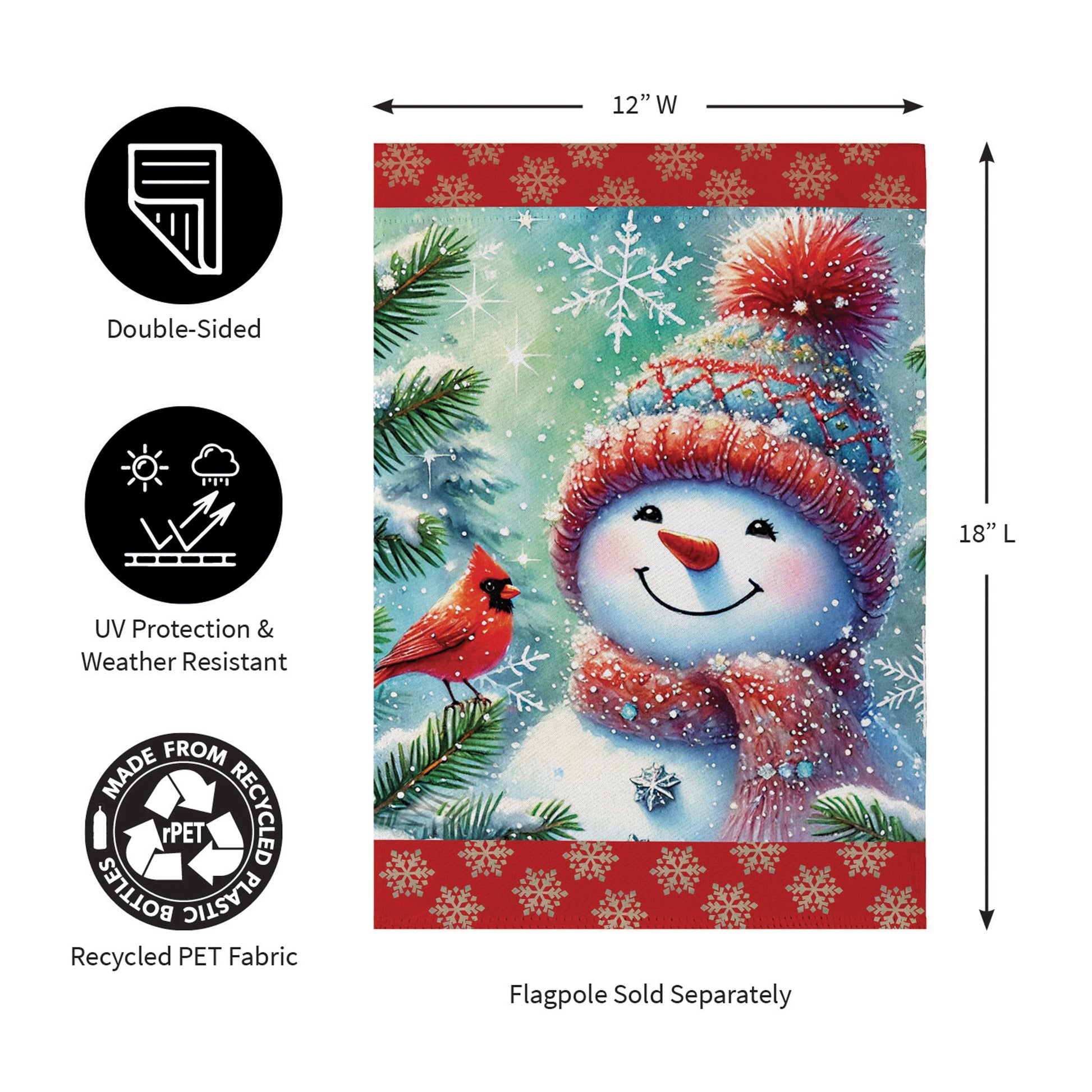 Snowman With Cardinal Friend Suede Garden Flag - Tampa Home & Garden Store