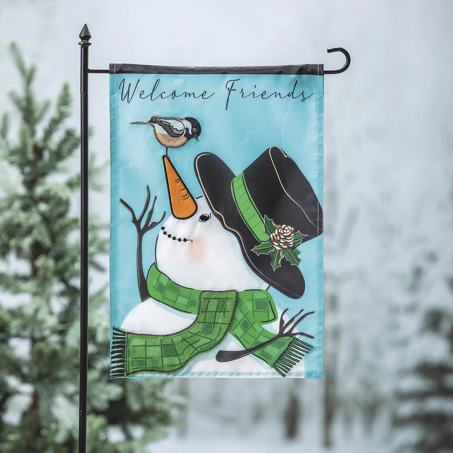 Snowman and Chickadee Applique Garden Flag - Tampa Home & Garden Store