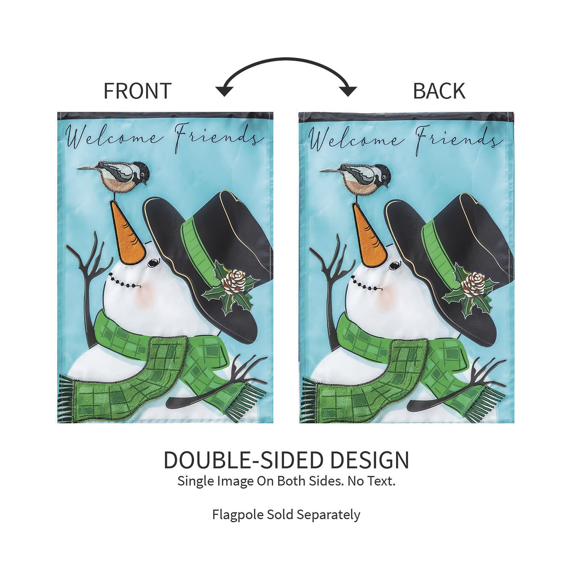 Snowman and Chickadee Applique Garden Flag - Tampa Home & Garden Store