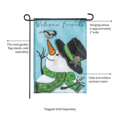 Snowman and Chickadee Applique Garden Flag - Tampa Home & Garden Store