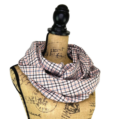 Soft Pink, Grey, Black and White Plaid Flannel Infinity or Blanket Scarf - Tampa Home & Garden Store