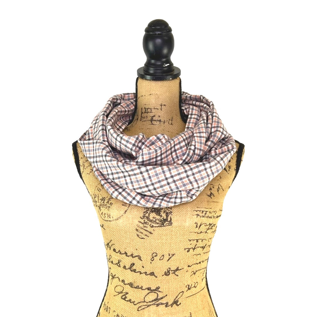 Soft Pink, Grey, Black and White Plaid Flannel Infinity or Blanket Scarf - Tampa Home & Garden Store
