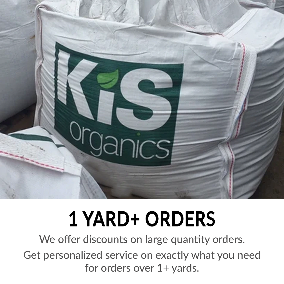Biochar soil mix bag by KiS Organics, white burlap sack with green KiS logo on Tampa Home & Garden Store