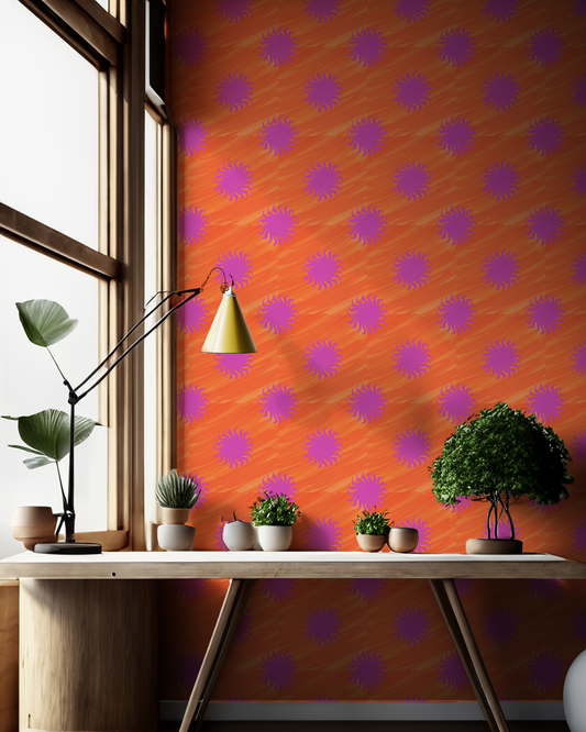 Sol Wallpaper, orange and magenta - Tampa Home & Garden Store