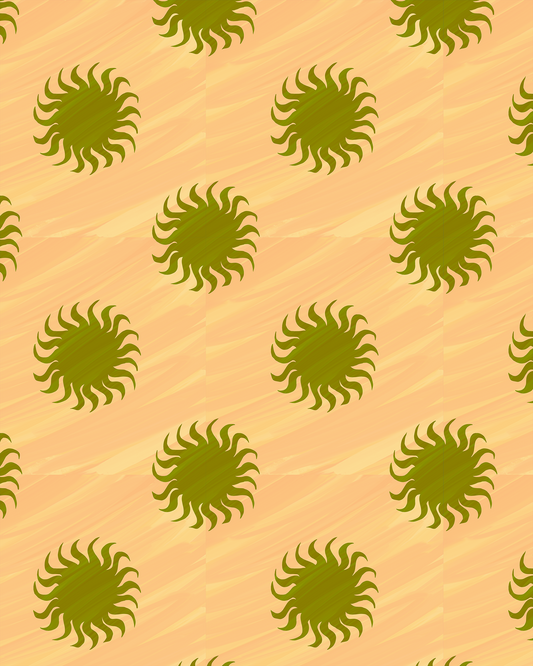 Sol Wallpaper, peach and olive green - Tampa Home & Garden Store