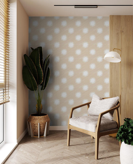 Sol Wallpaper, tan & white - Tampa Home & Garden Store