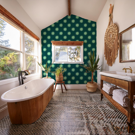 Sol Wallpaper, teal and mint - Tampa Home & Garden Store