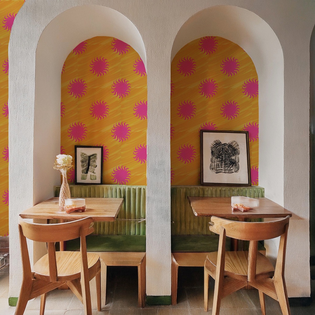 Sol Wallpaper, yellow and pink - Tampa Home & Garden Store