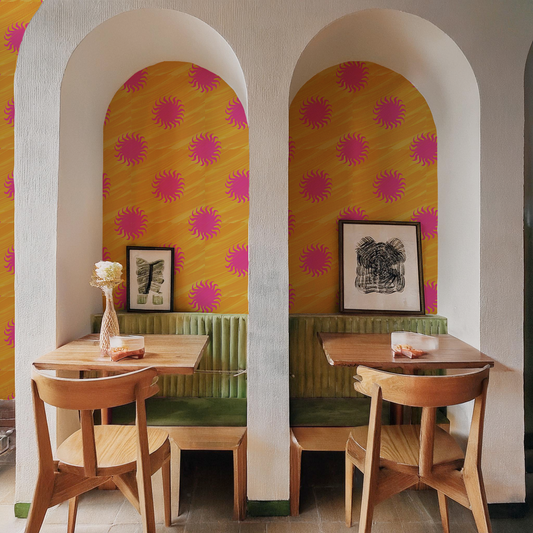 Sol Wallpaper, yellow and pink - Tampa Home & Garden Store