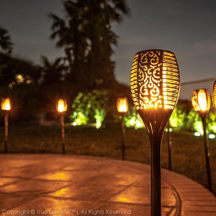 SolaFlame® | 96LED Flickering Flame Outdoor Solar Light | Dusk to Dawn | 2-Pack - Tampa Home & Garden Store