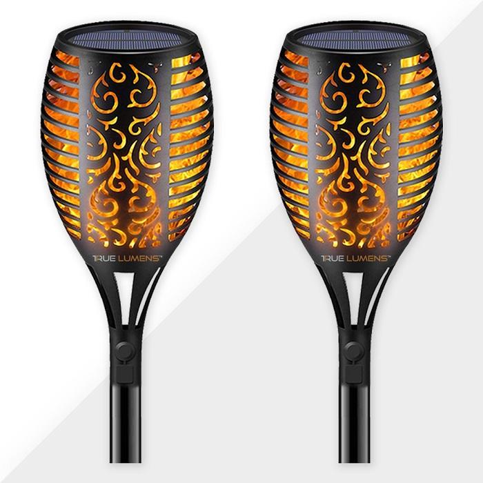 SolaFlame® | 96LED Flickering Flame Outdoor Solar Light | Dusk to Dawn | 2-Pack - Tampa Home & Garden Store