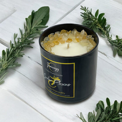 Solar Plexus Chakra Crystal Candle with Citrine | Coconut-Soy Wax Candle, 9oz - Tampa Home & Garden Store