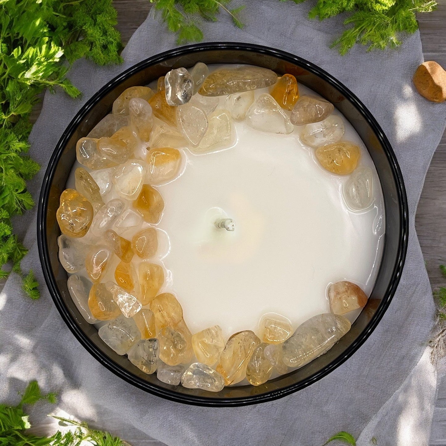 Solar Plexus Chakra Crystal Candle with Citrine | Coconut-Soy Wax Candle, 9oz - Tampa Home & Garden Store