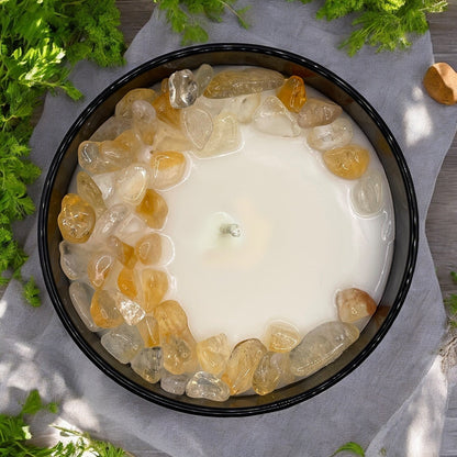 Solar Plexus Chakra Crystal Candle with Citrine | Coconut-Soy Wax Candle, 9oz - Tampa Home & Garden Store