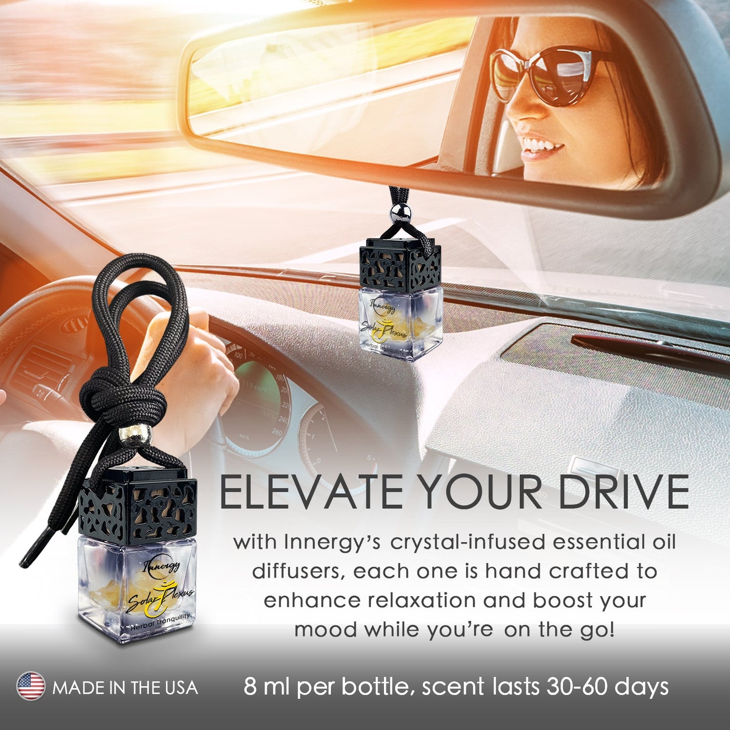 Solar Plexus Chakra Crystal-Enhanced Oil Diffuser, Car Air Freshener, 8ml - Tampa Home & Garden Store
