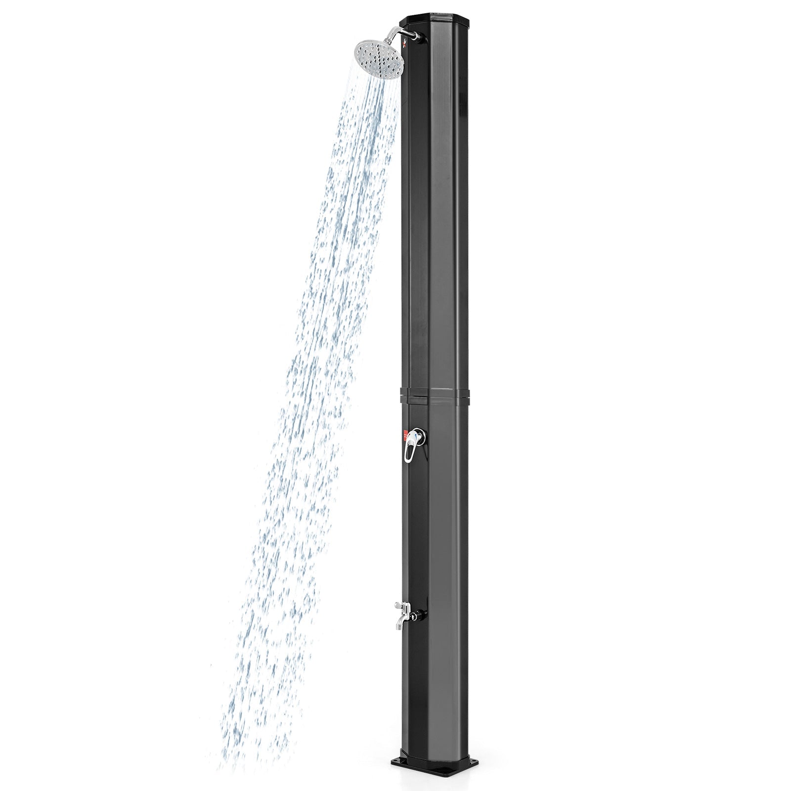 7.5 ft solar heated outdoor shower GemGear black portable with shower head on Tampa Home & Garden Store