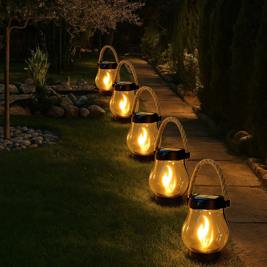 Solar Lanterns Outdoor – Waterproof Solar-Powered Lantern with Flickering Flame Effect for Garden and Patio - Tampa Home & Garden Store