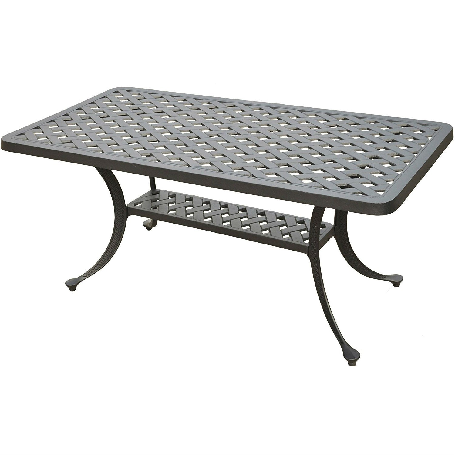 Solid Cast Aluminum 21 x 42 inch Outdoor Patio Dining Cocktail Table - Charcoal - Tampa Home & Garden Store
