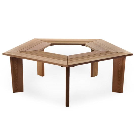 Solid Cedar Wood Outdoor 5 Sided Pentagon Tree Wrap Garden Bench - Tampa Home & Garden Store