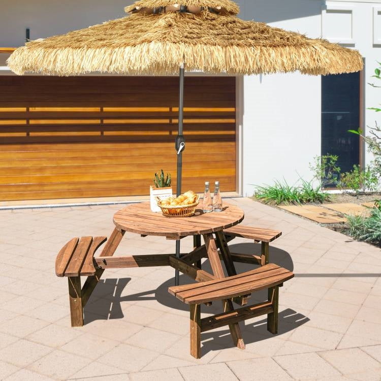 Solid Cedar Wood Outdoor Picnic Table with 3 Benches Patio Garden Dining Set - Tampa Home & Garden Store