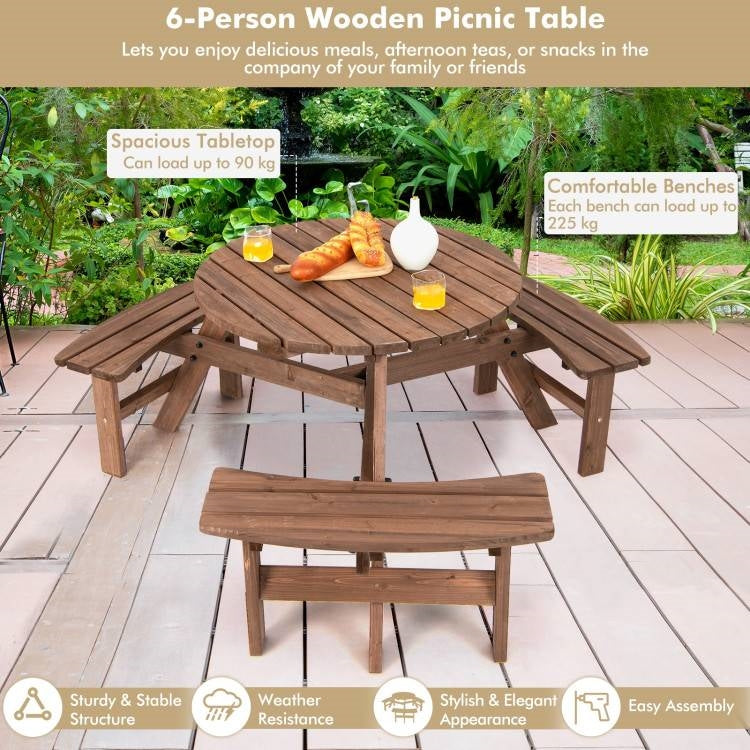 Solid Cedar Wood Outdoor Picnic Table with 3 Benches Patio Garden Dining Set - Tampa Home & Garden Store