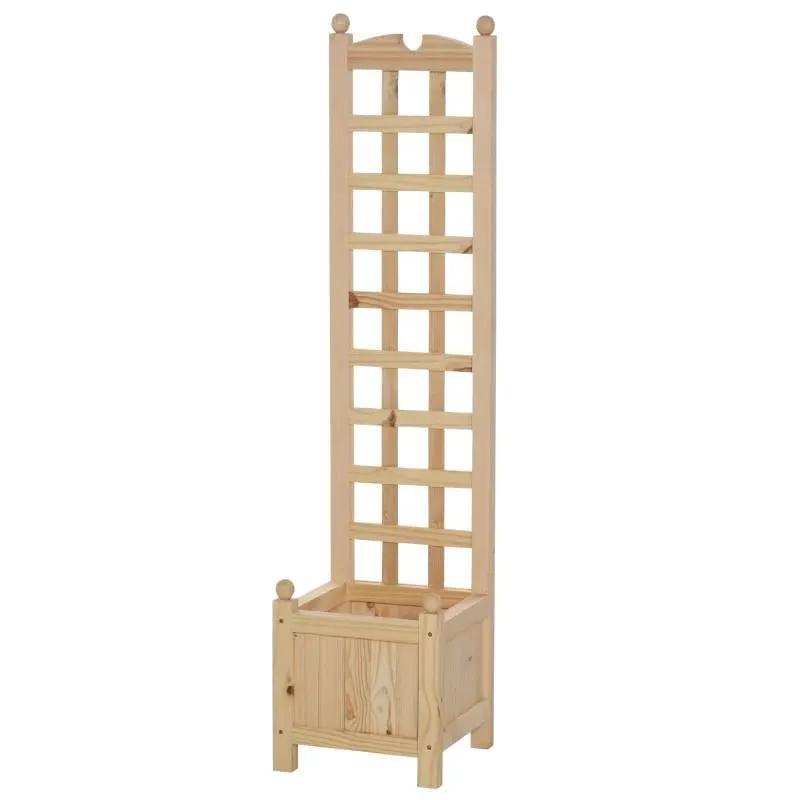 Solid Fir Wood Raised Garden Bed Planter Box with Trellis - Tampa Home & Garden Store