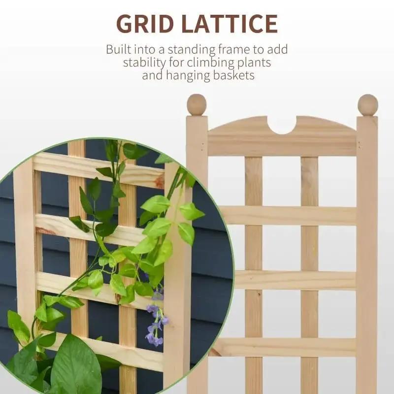 Solid Fir Wood Raised Garden Bed Planter Box with Trellis - Tampa Home & Garden Store