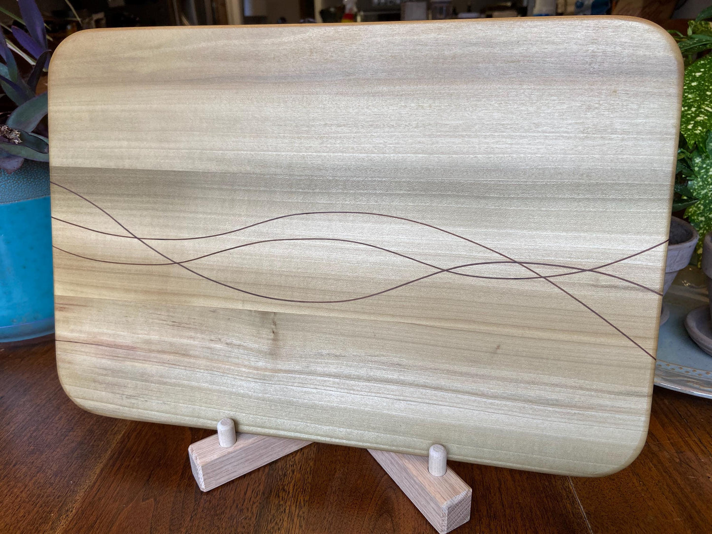 Solid Poplar charcuterie board - Peruvian Walnut banding/inlay. - Tampa Home & Garden Store