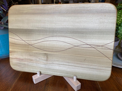 Solid Poplar charcuterie board - Peruvian Walnut banding/inlay. - Tampa Home & Garden Store