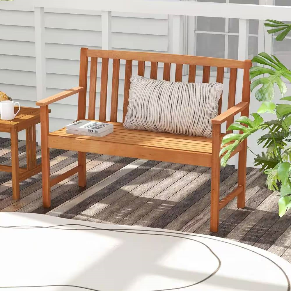 Solid Wood 4-Ft. Outdoor Patio Garden Bench - 800 lbs. Weight Capacity - Tampa Home & Garden Store