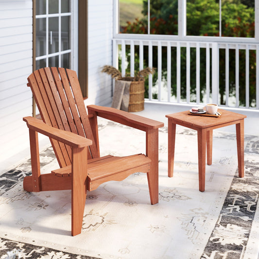 Solid Wood Adirondack Chair with High  Backrest and Wide Armrests - Tampa Home & Garden Store