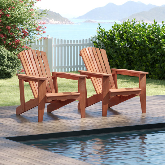 Solid Wood Adirondack Chair with High  Backrest and Wide Armrests - Tampa Home & Garden Store