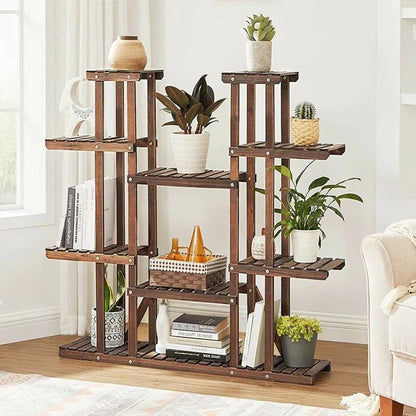 Solid Wood Indoor Outdoor 11-Tier Plant Stand - Tampa Home & Garden Store