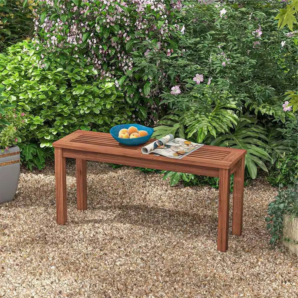 Solid Wood Outdoor 2-Seat Backless Garden Bench in Natural Finish - Tampa Home & Garden Store