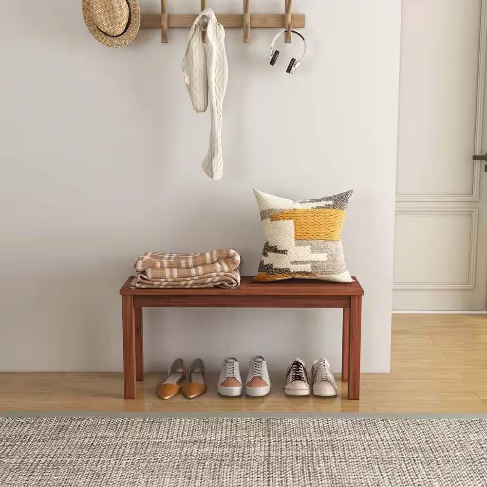 Solid Wood Outdoor 2-Seat Backless Garden Bench in Natural Finish - Tampa Home & Garden Store