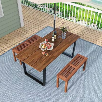 Solid Wood Outdoor 2-Seat Backless Garden Bench in Natural Finish - Tampa Home & Garden Store