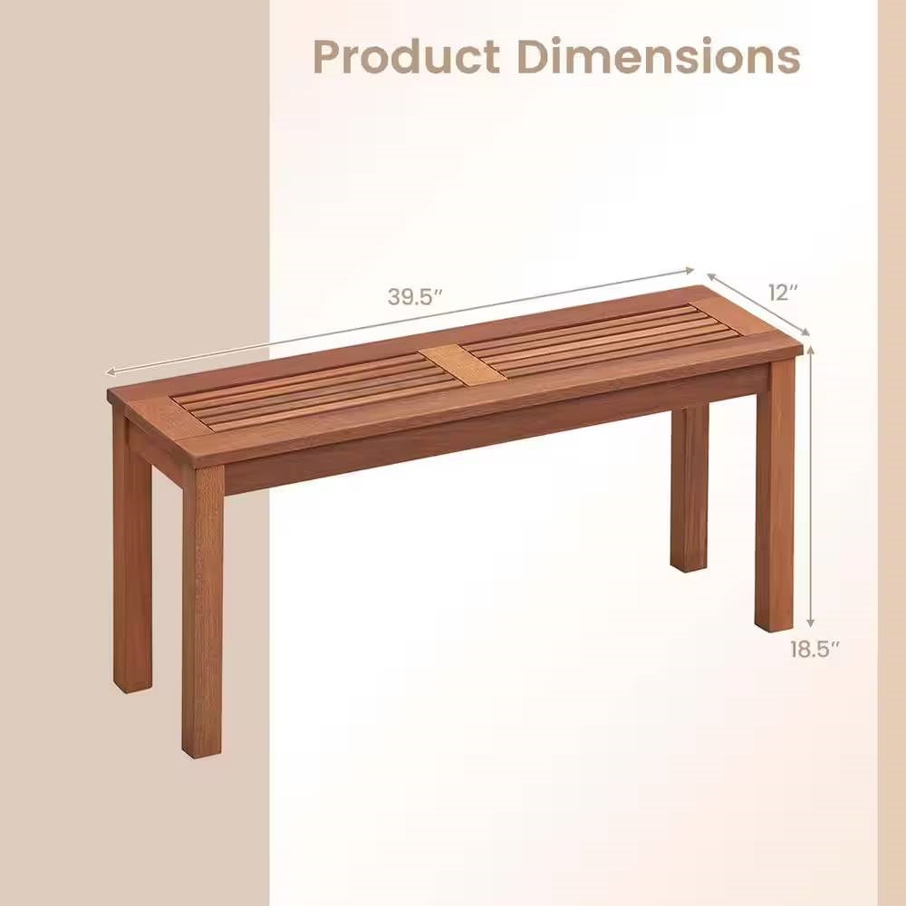 Solid Wood Outdoor 2-Seat Backless Garden Bench in Natural Finish - Tampa Home & Garden Store