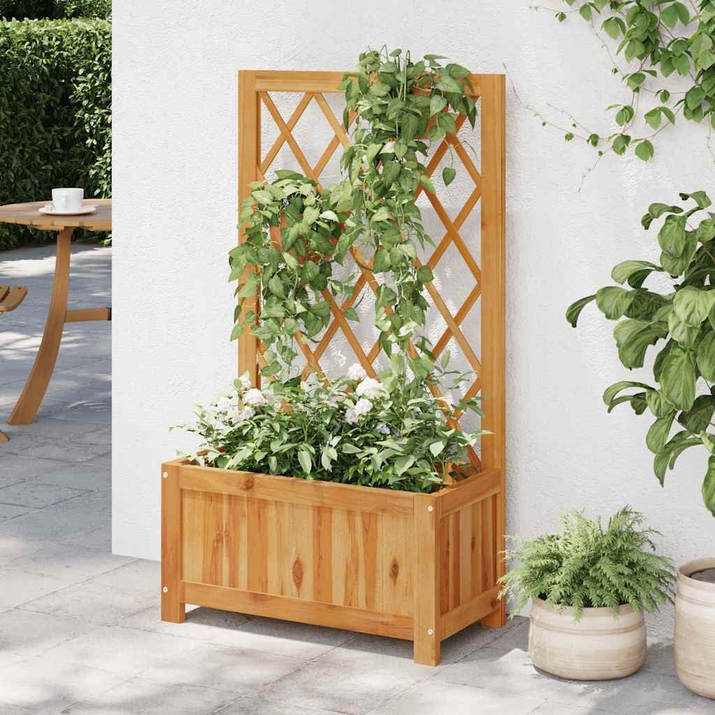 Solid Wood Outdoor Raised Garden Bed Planter with Lattice Trellis - Tampa Home & Garden Store
