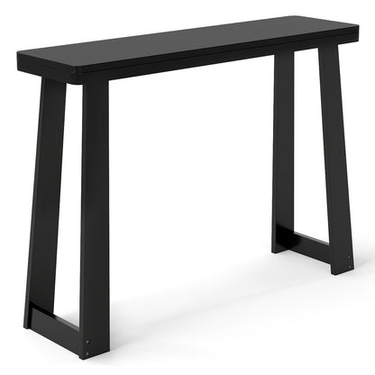Solid Rubber Wood Console Table 43inch Narrow Entryway Table with Thick Tabletop and Stable Base