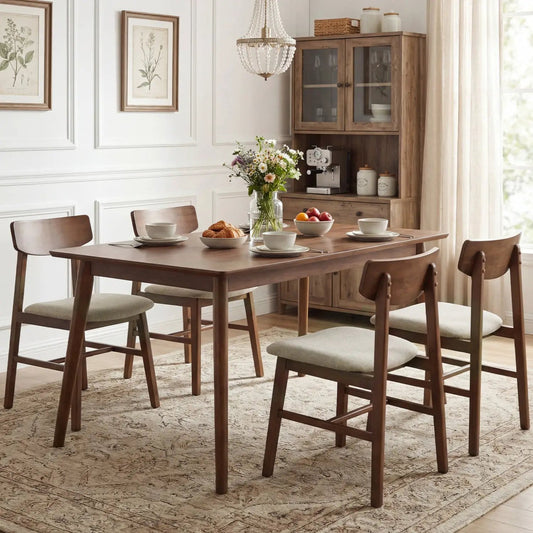 Solid rubber wood dining chairs set of 4 with curved backrests by DirectDeals on Tampa Home & Garden Store