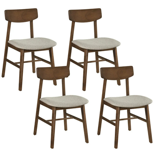 Brown solid rubber wood dining chairs set of 4 with curved backrests and beige upholstered seats on Tampa Home & Garden Store