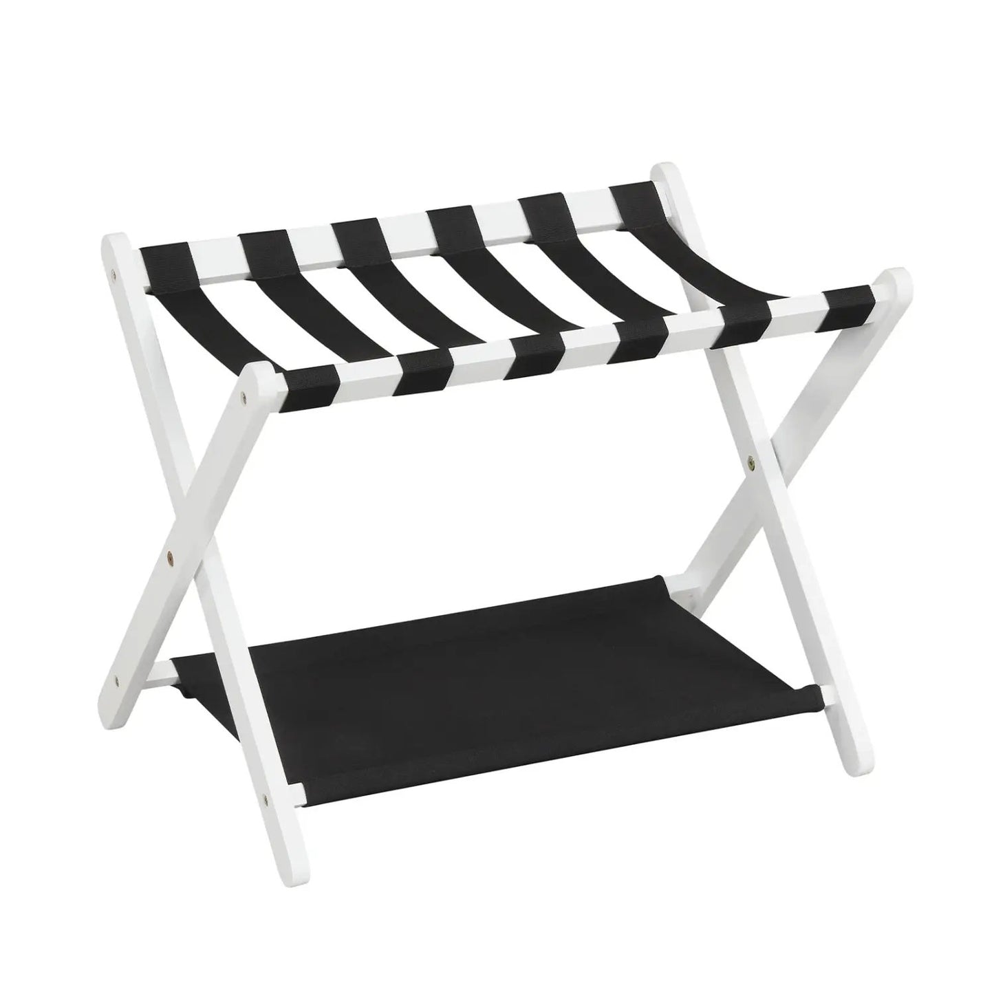Rubberwood Folding Luggage Rack With Shelves
