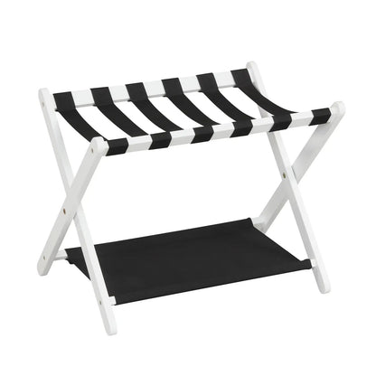 Rubberwood Folding Luggage Rack With Shelves