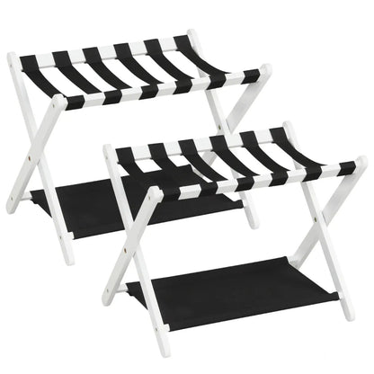 Rubberwood Folding Luggage Rack With Shelves