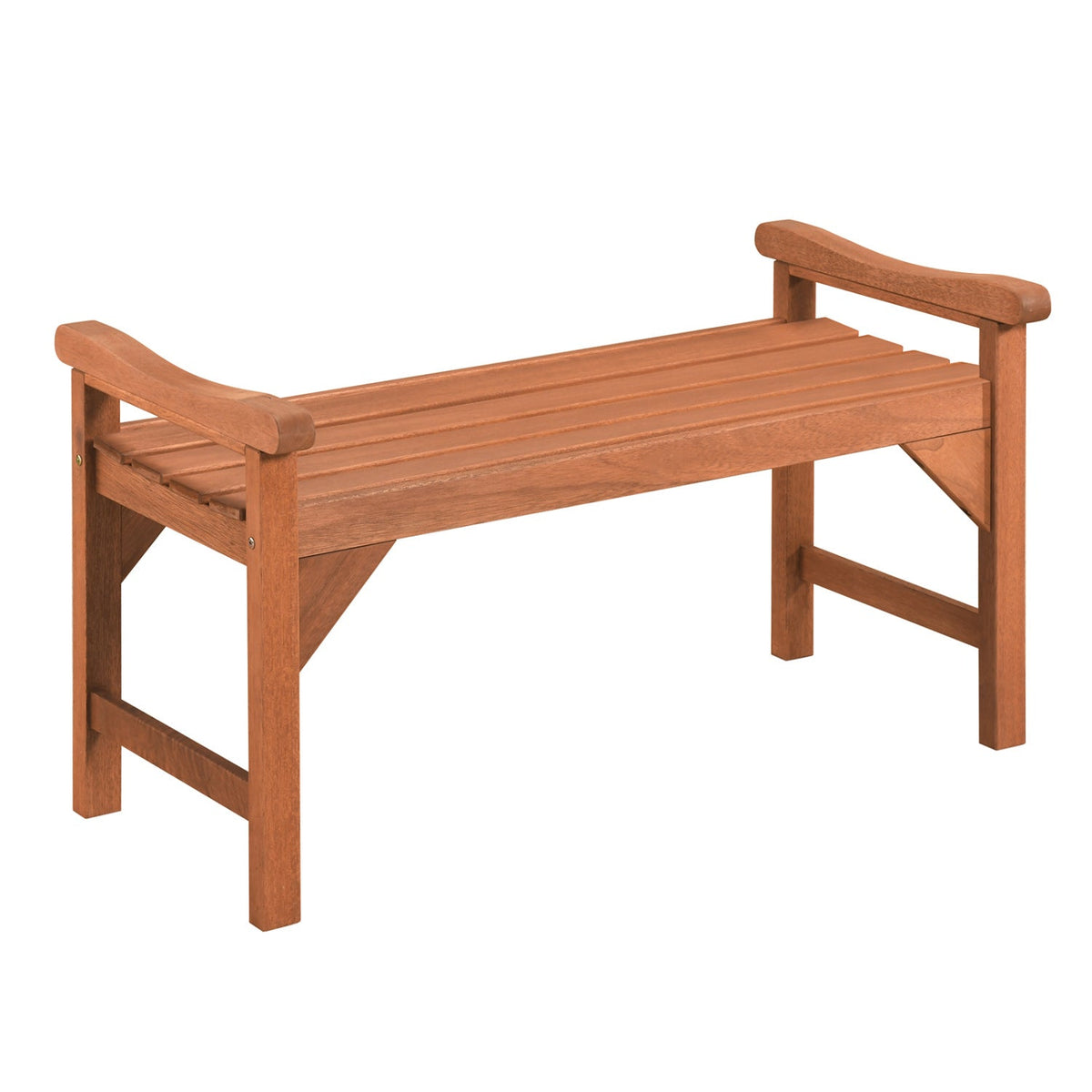 Solid wood backless garden bench with support handles by DirectDeals in a natural brown finish on Tampa Home & Garden Store