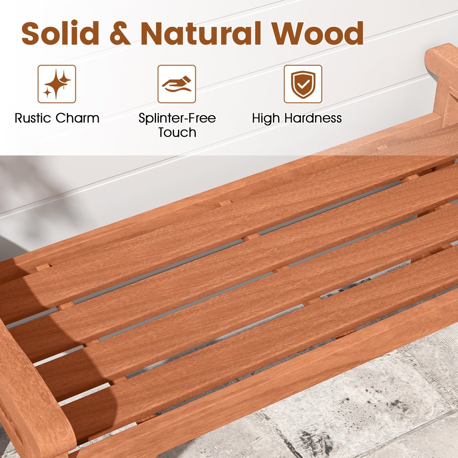 Solid Wood Backless Garden Bench with Support Handles by DirectDeals on Tampa Home & Garden Store